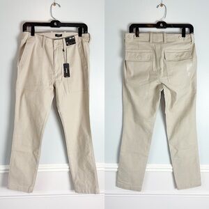 Express Tan Chinos Slim Stretch Khaki Pants Textured Adjustable Waist Sz 28 x 30